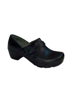 Dansko Women's Solstice Black Leather Slip-Resistant Clog Shoes Size 38